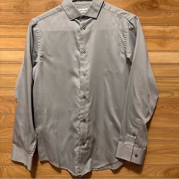 Boy’s Calvin Klein Gray Dress Shirt | Youth Size 14 - Picture 2 of 12